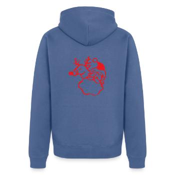 Weihnachtsmann Rentier - Unisex Premium Bio Zip Hoodie - Taubenblau - Hinten - Nico (187cm)