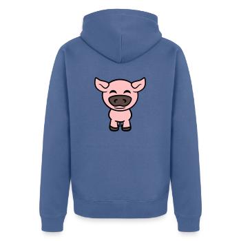 Petit Cochon Mignon Cochon Animal Amour - Veste à capuche bio Premium Unisexe - bleu pigeon - Dos - Nico (187cm)