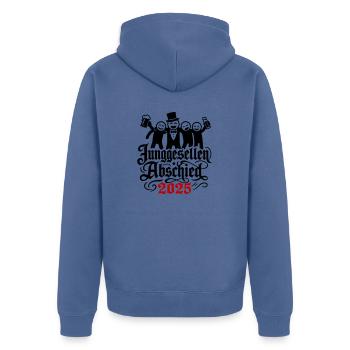Junggesellen Abschied 2025 Jga Team - Unisex Premium Bio Zip Hoodie - Taubenblau - Hinten - Nico (187cm)