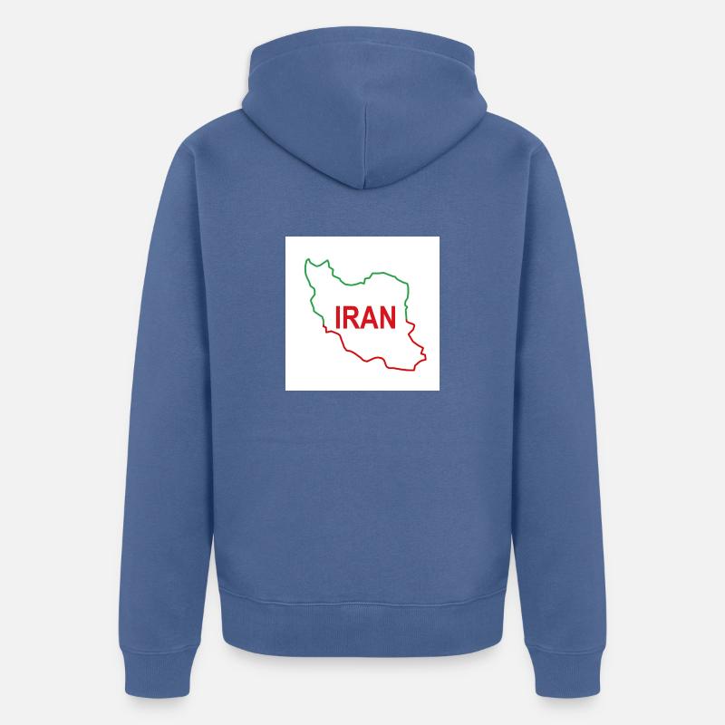 Carte de l’Iran - Veste à capuche bio Premium Unisexe - bleu pigeon