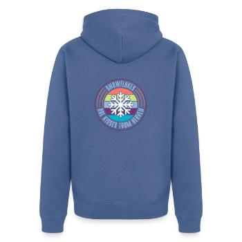 Snowflake - Unisex Premium Organic Zip Hoodie - stone blue - Back - Nico (187cm)