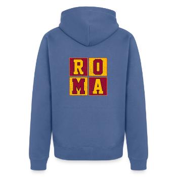 Roma - Unisex Premium Organic Zip Hoodie - stone blue - Back - Nico (187cm)