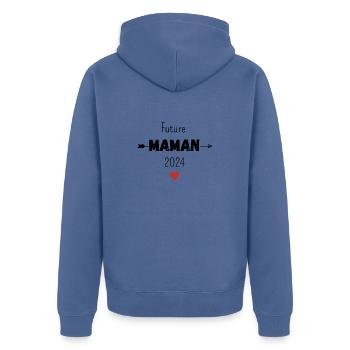 Future maman 2024 - Veste à capuche bio Premium Unisexe - bleu pigeon - Dos - Nico (187cm)