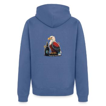 Eagle Eye Sherry - Unisex Premium Bio Zip Hoodie - Taubenblau - Hinten - Nico (187cm)