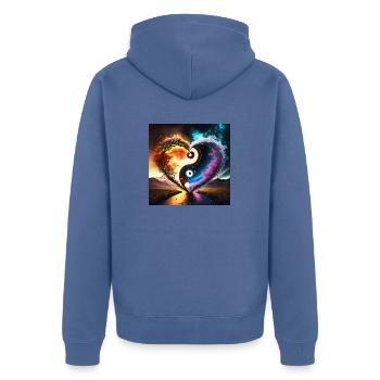 Firefly love ying yang - Unisex Premium Organic Zip Hoodie - stone blue - Back - Nico (187cm)