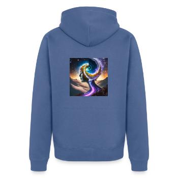 Glühwürmchen Person Ying Yang 60828 - Unisex Premium Bio Zip Hoodie - Taubenblau - Hinten - Nico (187cm)