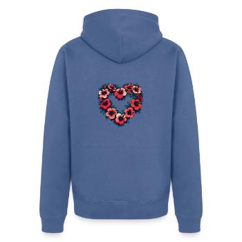 Hibiscus - Veste à capuche bio Premium Unisexe - bleu pigeon - Dos - Nico (187cm)