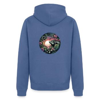 Iguana Libre - Unisex Premium Bio Zip Hoodie - Taubenblau - Hinten - Nico (187cm)