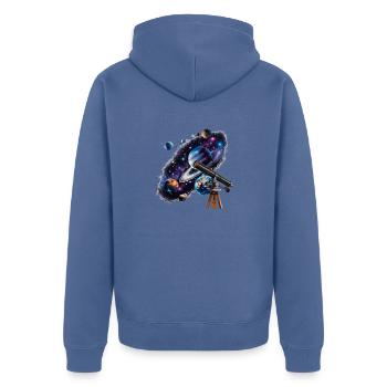 Mit dem Teleskop entfernte Planeten entdecken - Unisex Premium Bio Zip Hoodie - Taubenblau - Hinten - Nico (187cm)