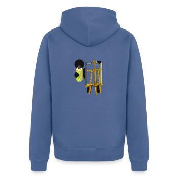 MAL SEHEN - Unisex Premium Bio Zip Hoodie - Taubenblau - Hinten - Nico (187cm)