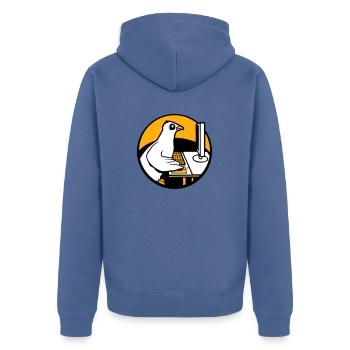 Pigeon Works Office Computer Keyboard Mouse Gamer - Unisex Premium Organic Zip Hoodie - stone blue - Back - Nico (187cm)
