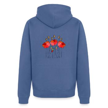 Blumen - Unisex Premium Bio Zip Hoodie - Taubenblau - Hinten - Nico (187cm)