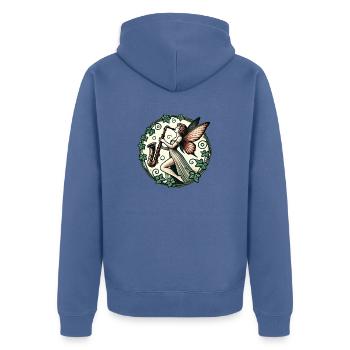 Saxophon Fee - Unisex Premium Bio Zip Hoodie - Taubenblau - Hinten - Nico (187cm)