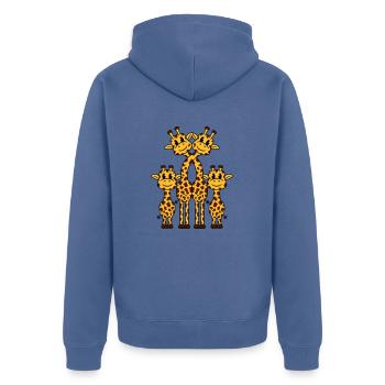 Cute giraffe family 2 children mom dad giraffe - Unisex Premium Organic Zip Hoodie - stone blue - Back - Nico (187cm)
