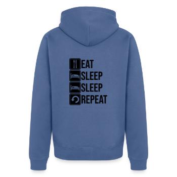 Repeat sleep daily - Unisex Premium Organic Zip Hoodie - stone blue - Back - Nico (187cm)
