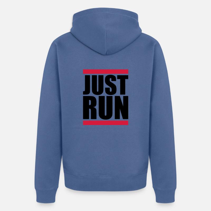 Just Run Balken Logo - Unisex Premium Bio Zip Hoodie - Taubenblau