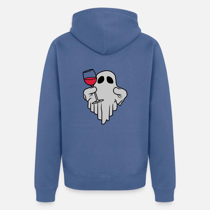 Wein trinkender Geist Comic - Unisex Premium Bio Zip Hoodie - Taubenblau