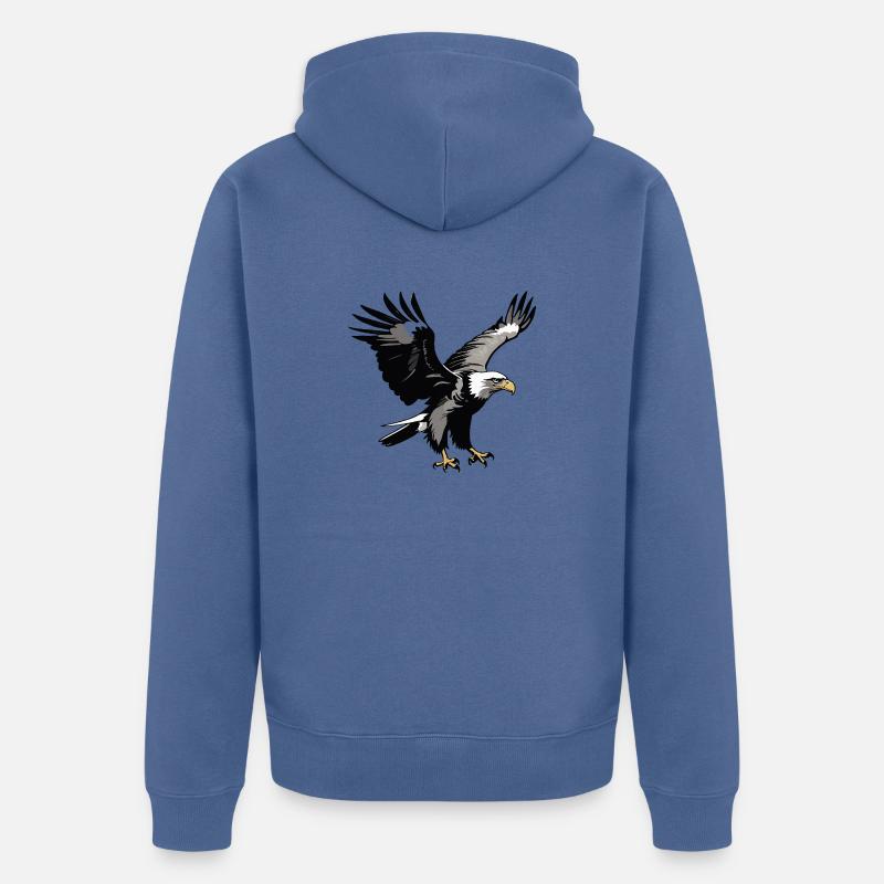 aigle - Oiseau mignon autocollant - Veste à capuche bio Premium Unisexe - bleu pigeon