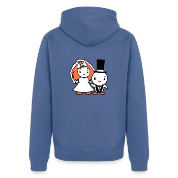 2 Birds Wedding Couple Ducks Wedding Man Woman Cute - Unisex Premium Organic Zip Hoodie - stone blue - Back - Nico (187cm)