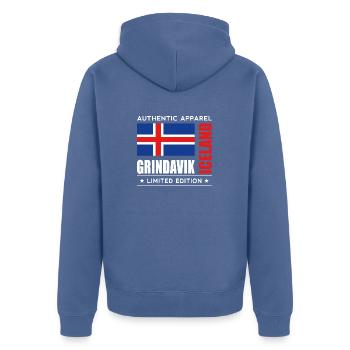 Grindavik - Veste à capuche bio Premium Unisexe - bleu pigeon - Dos - Nico (187cm)