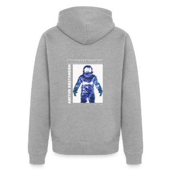 Abi bestanden Astronaut Abitur Abiturienten lustig - Unisex Premium Bio Zip Hoodie - Grau meliert - Hinten - Nico (187cm)
