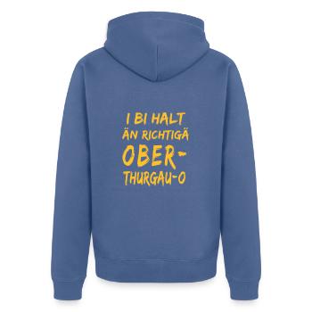 i bi halt än richtigä Oberthurgauer - Unisex Premium Bio Zip Hoodie - Taubenblau - Hinten - Nico (187cm)