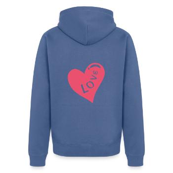 Coeur rose - Veste à capuche bio Premium Unisexe - bleu pigeon - Dos - Nico (187cm)