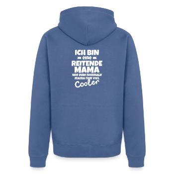 Mom rider woman horses tunier spring riding - Unisex Premium Organic Zip Hoodie - stone blue - Back - Nico (187cm)