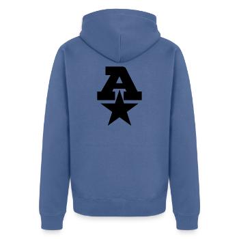 Ein Stern - Unisex Premium Bio Zip Hoodie - Taubenblau - Hinten - Nico (187cm)