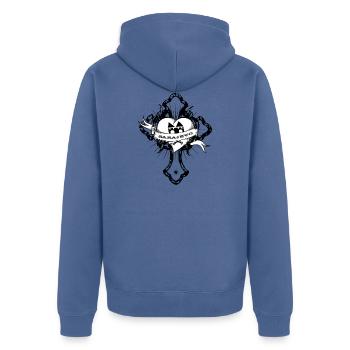 Sarajevo - Unisex Premium Bio Zip Hoodie - Taubenblau - Hinten - Nico (187cm)