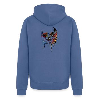 TETE DE MORT BIEN COLORE - Veste à capuche bio Premium Unisexe - bleu pigeon - Dos - Nico (187cm)