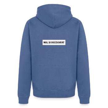 Nul si découvert - Veste à capuche bio Premium Unisexe - bleu pigeon - Dos - Nico (187cm)