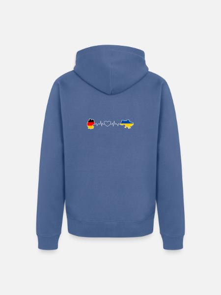 Heartbeat of Germany and Ukraine - Unisex Premium Organic Zip Hoodie - stone blue