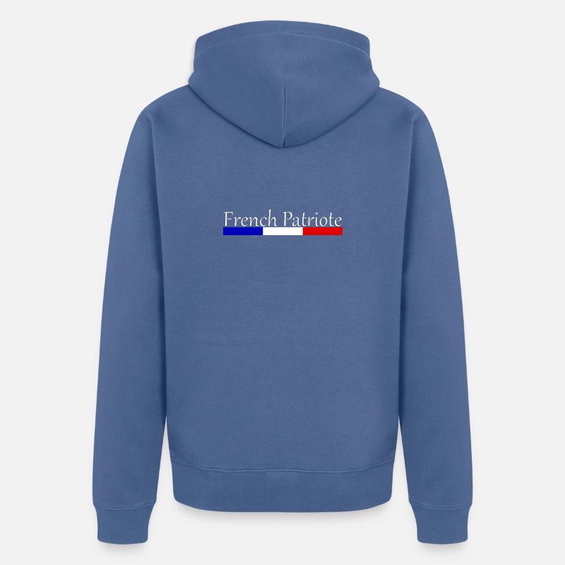 Patriote Français Typographie Bleu Blanc Rouge - Veste à capuche bio Premium Unisexe - bleu pigeon