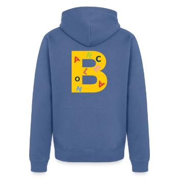 Barcelona T-Shirt  - Unisex Premium Bio Zip Hoodie - Taubenblau - Hinten - Nico (187cm)