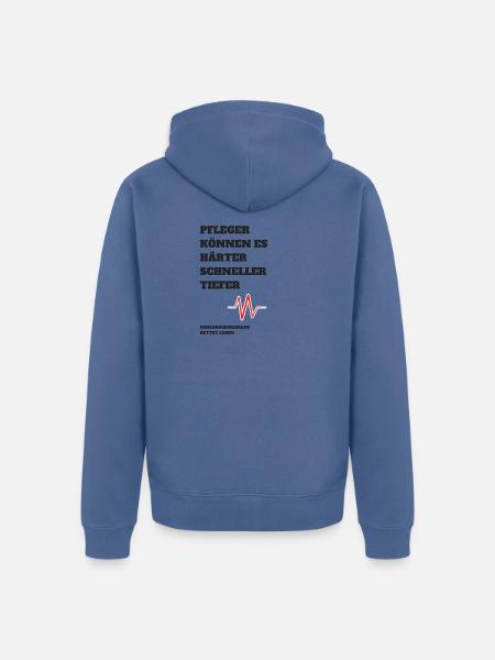 Pfleger können es härter, schneller, tiefer - Unisex Premium Bio Zip Hoodie - Taubenblau