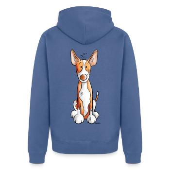 Süßer Podenco - Unisex Premium Bio Zip Hoodie - Taubenblau - Hinten - Nico (187cm)