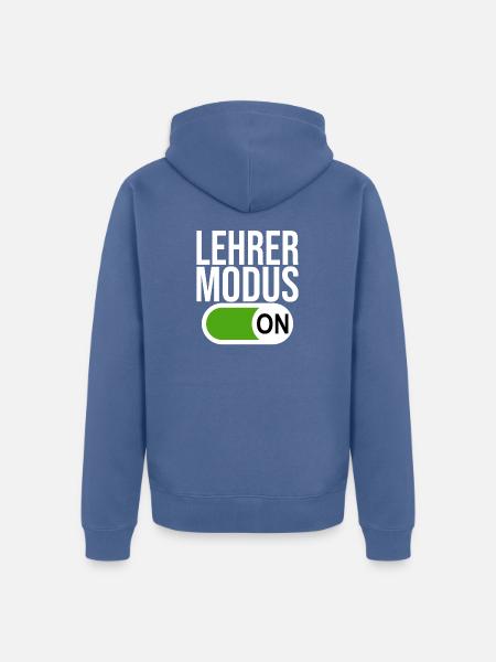 Lehrer Modus (weiß) - Unisex Premium Bio Zip Hoodie - Taubenblau