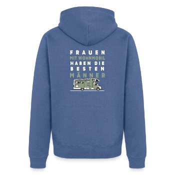 Frauen mit Wohnmobil – Die besten Männer - Unisex Premium Bio Zip Hoodie - Taubenblau - Hinten - Nico (187cm)