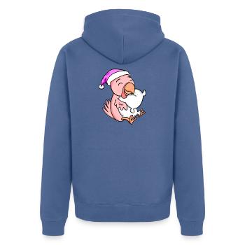 Poulet avec oreiller et bonnet de couchage - Veste à capuche bio Premium Unisexe - bleu pigeon - Dos - Nico (187cm)