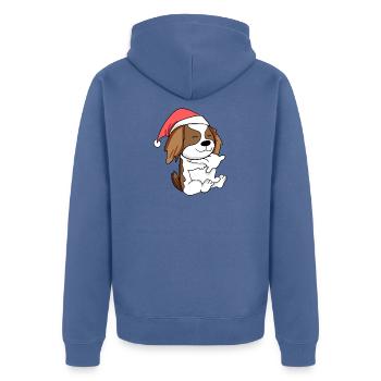Cavalier King Charles Spaniel Chien Noël - Veste à capuche bio Premium Unisexe - bleu pigeon - Dos - Nico (187cm)
