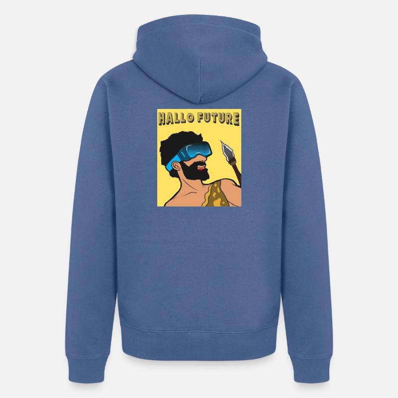 Hallo Future Caveman VR Stil - Unisex Premium Bio Zip Hoodie - Taubenblau