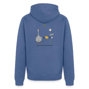 Gans und Blümchen gleich Gänseblümchen - Unisex Premium Bio Zip Hoodie - Taubenblau - Hinten - Nico (187cm)