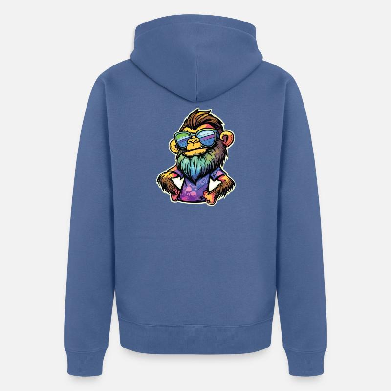 Singe Funky - Veste à capuche bio Premium Unisexe - bleu pigeon