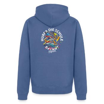 Hurra die Schule brennt - Unisex Premium Bio Zip Hoodie - Taubenblau - Hinten - Nico (187cm)