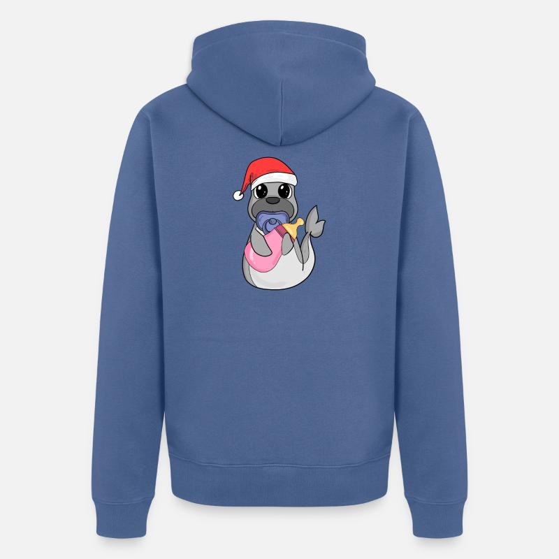 Bébé Lion de mer Noël - Veste à capuche bio Premium Unisexe - bleu pigeon