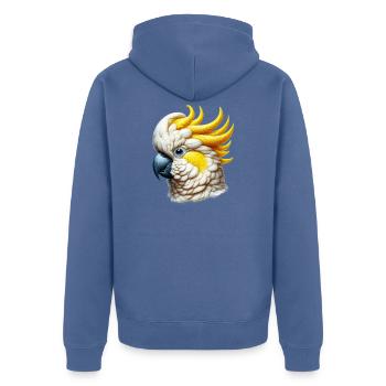 Kakadu-Papagei - Unisex Premium Bio Zip Hoodie - Taubenblau - Hinten - Nico (187cm)