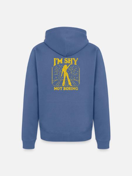 Ich bin schüchtern, nicht langweilig gelb - Unisex Premium Bio Zip Hoodie - Taubenblau