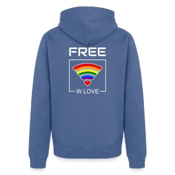 Connexion Cœur Arc-en-ciel - Veste à capuche bio Premium Unisexe - bleu pigeon - Dos - Nico (187cm)