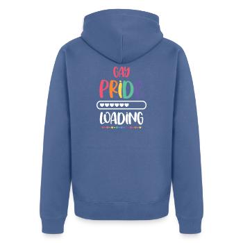 LGBTQ Pride Month - Gay Pride. Loading - Unisex Premium Organic Zip Hoodie - stone blue - Back - Nico (187cm)